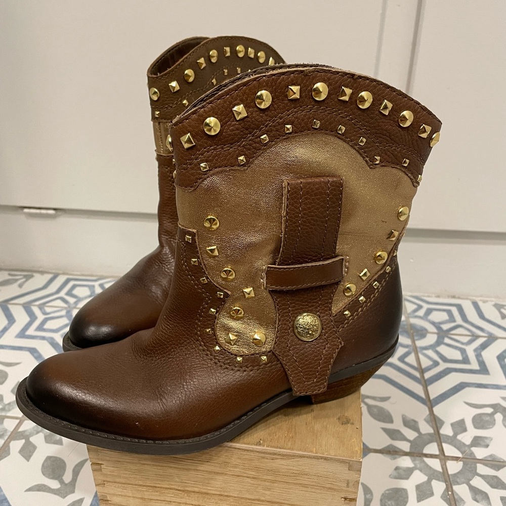 Vince Camuto Madalissa Brown Cowboy Boots Sz 7.5
